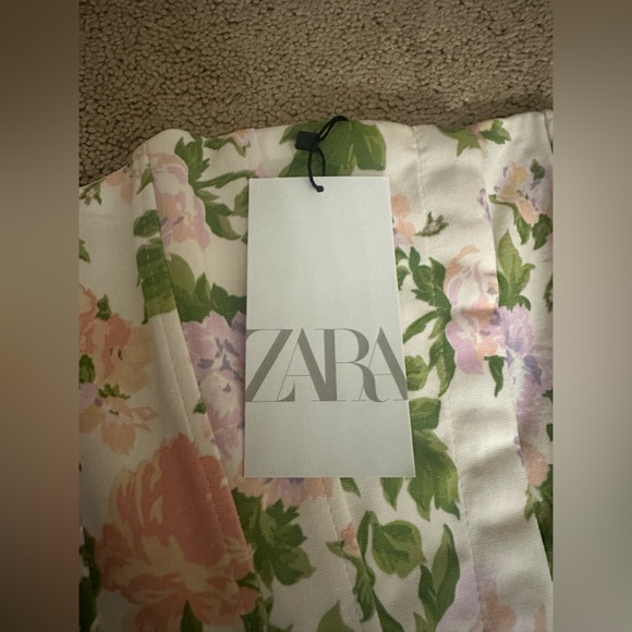 ZARA corset top yellow with floral print. Size S - Picture 4 of 5